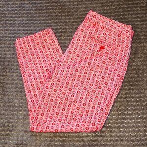 Talbots heritage red white geometric floral design cropped pants size 8 petite